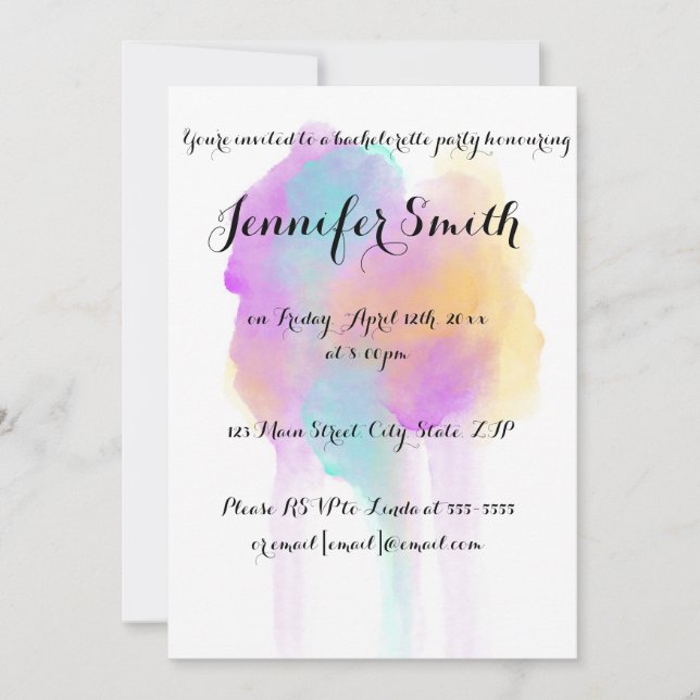 Invitations de Bachelorette Watercolor (Devant)