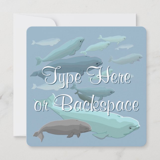 Invitations de baleines de Beluga personnalisées R (Devant)