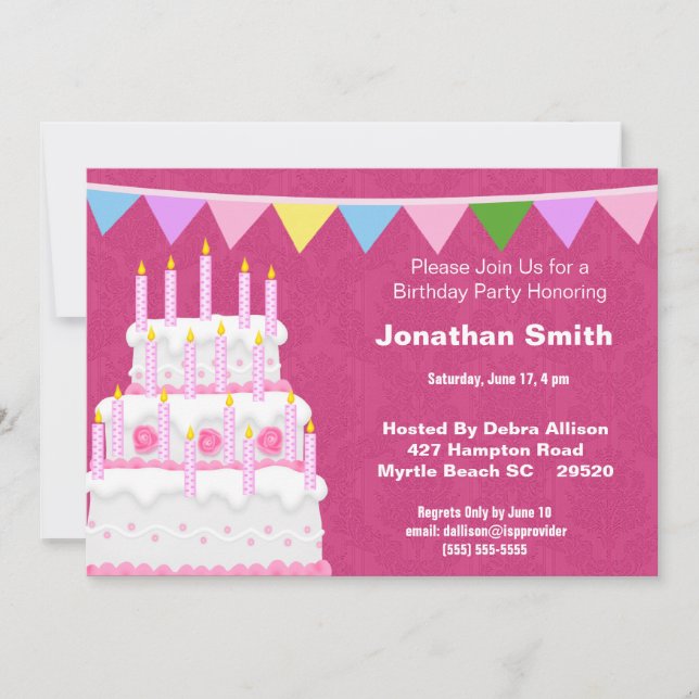 Invitations de bannière et de fête du gâteau d'ann (Devant)