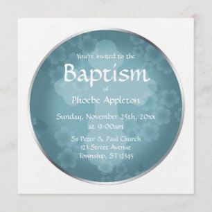 Invitations de Baptême bleu ardoise floral