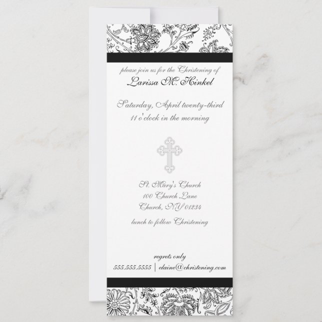 Invitations de baptême croisées élégantes (Devant)