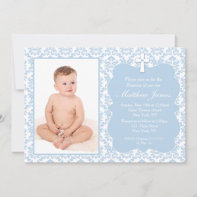 Invitations de baptême de baptême de garçon (Devant)