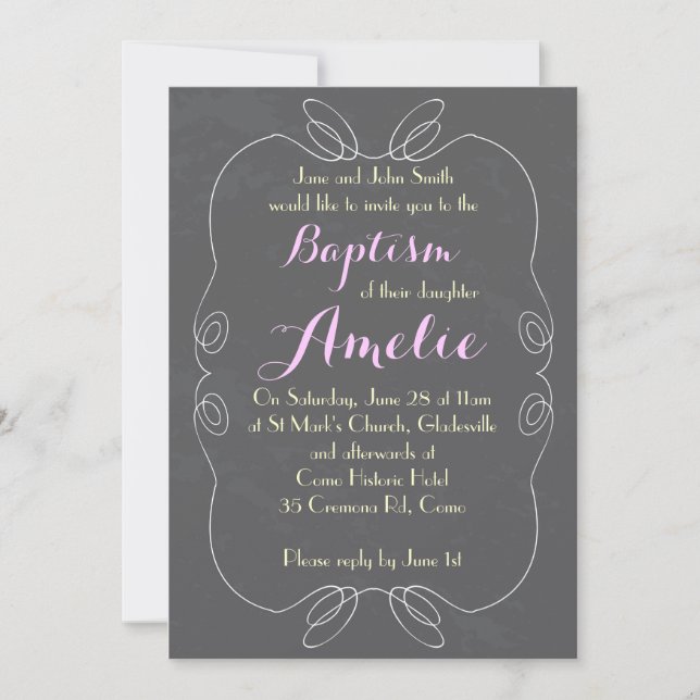 Invitations de baptême de baptême de tableau (Devant)
