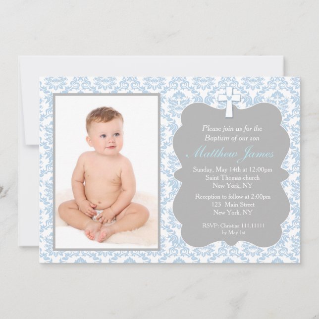 Invitations de baptême de garçon (Devant)