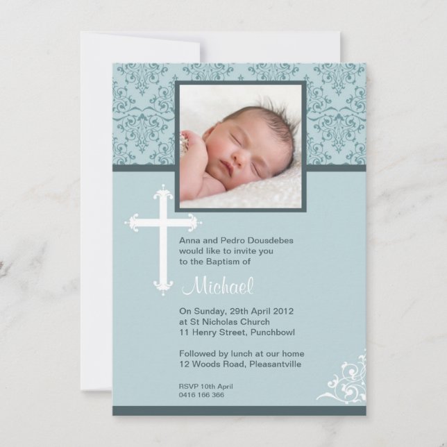 Invitations de baptême de la Croix-Blanche (Devant)