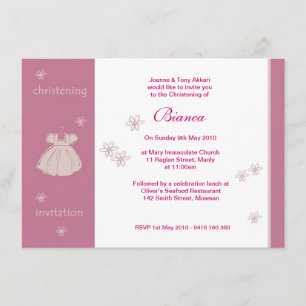 Invitations de baptême de robe de fraise