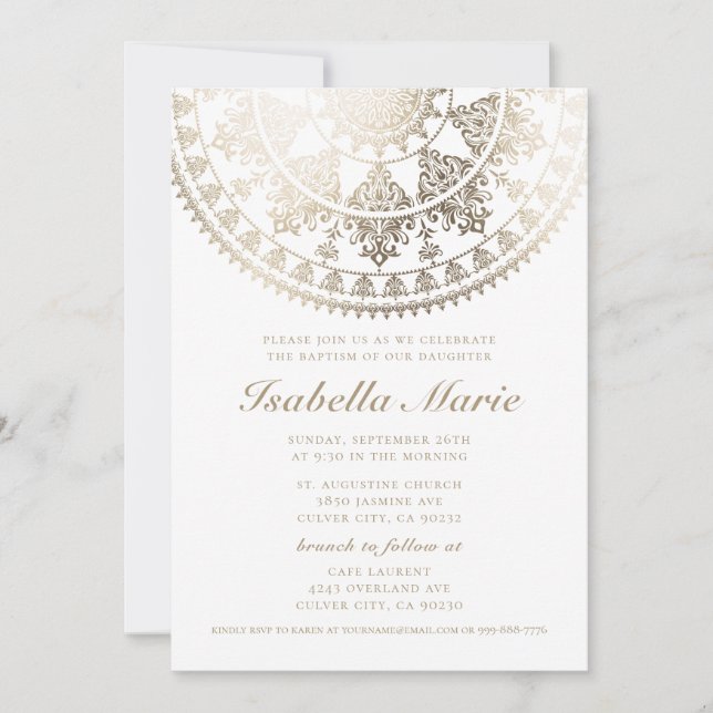 Invitations de baptême| Élégante huile d'or (Devant)