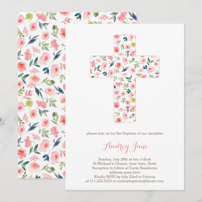 Invitations de baptême, invitations de baptême de  (Devant / Derrière)