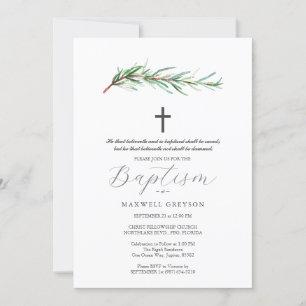 Invitations de baptême Romarin botanique