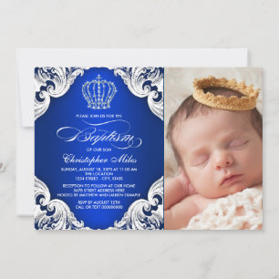 Invitations de Baptême Royal Blue