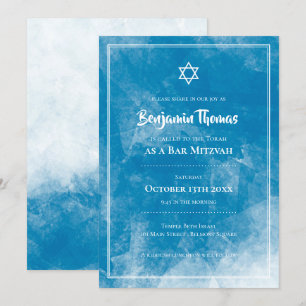 Invitations de Bar Mitzvah Ombre bleue