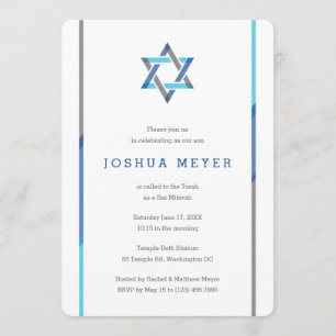 Invitations de bar moderne Mitzvah Bleu + Turquo
