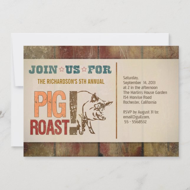 Invitations de barbecue au porc rôti (Devant)