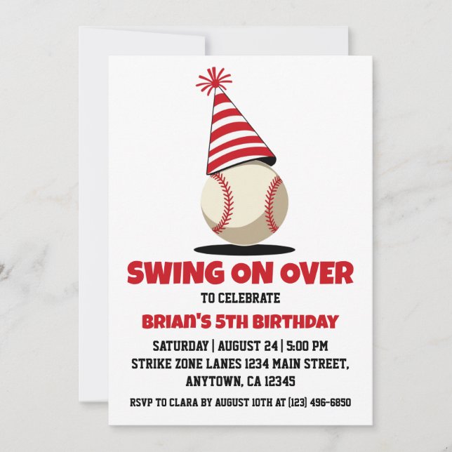 Invitations de base-ball pour enfants sportifs (Devant)