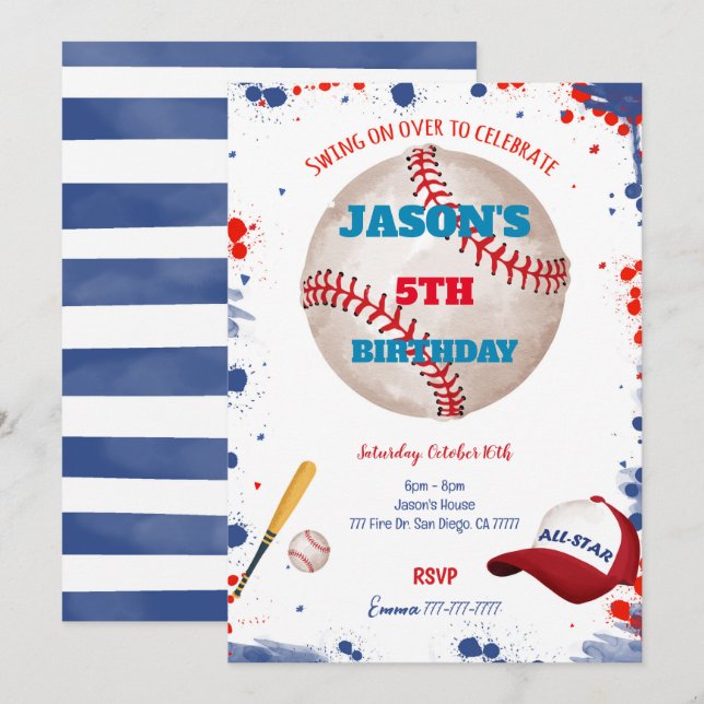Invitations de baseball (Devant / Derrière)
