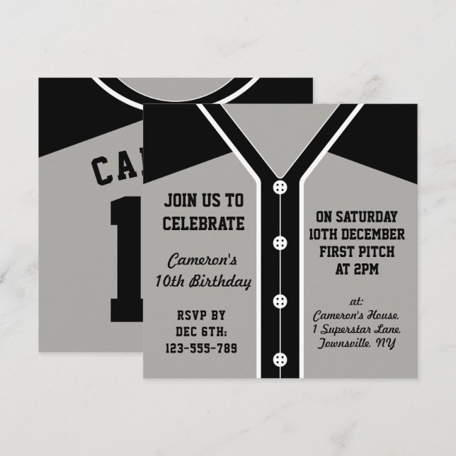 Invitations de baseball Jersey à thème Modèle (Devant / Derrière)