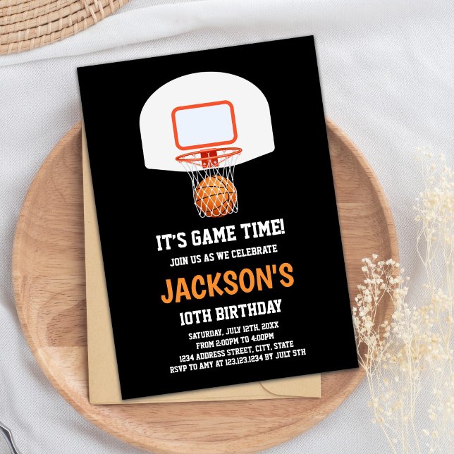 Invitations de basketball Black Basket (Black Basketball Invitations)