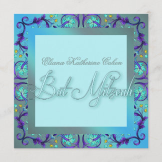 Invitations de Bat mitzvah bleu turquoise