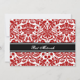 Invitations de Bat mitzvah de Damas Noir Rouge