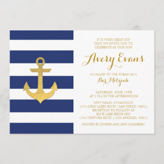 Invitations de Bat mitzvah de la marine nautique