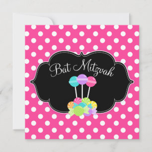Invitations de Bat mitzvah de points Pink Poka Can