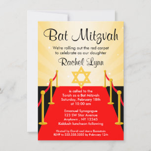 Invitations de Bat mitzvah de Red Carpet Hollywood