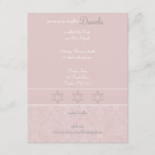 Invitations de Bat mitzvah d'élégance PInk