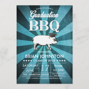 Invitations de BBQ d'obtention du diplôme (bleu de