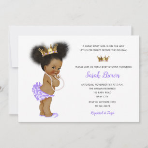 Invitations de bébé Vintage de Princesse Africaine