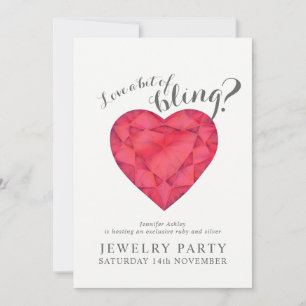 Invitations de bijoux ruby amour bling