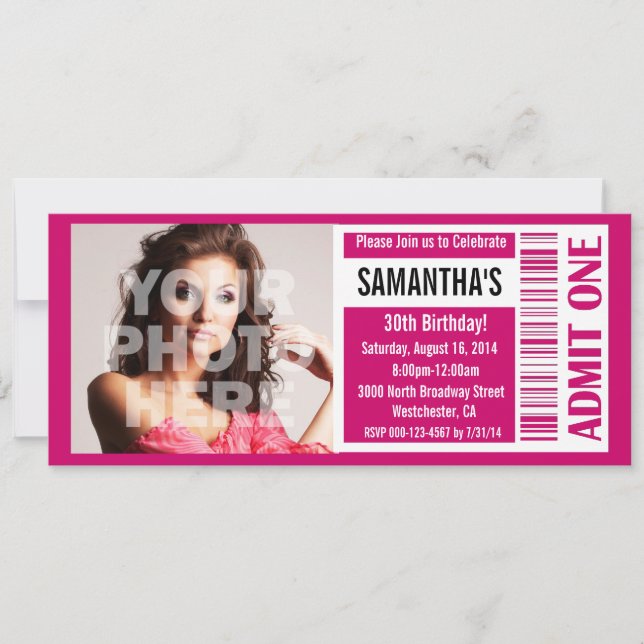 Invitations de billets, billet rose (Devant)