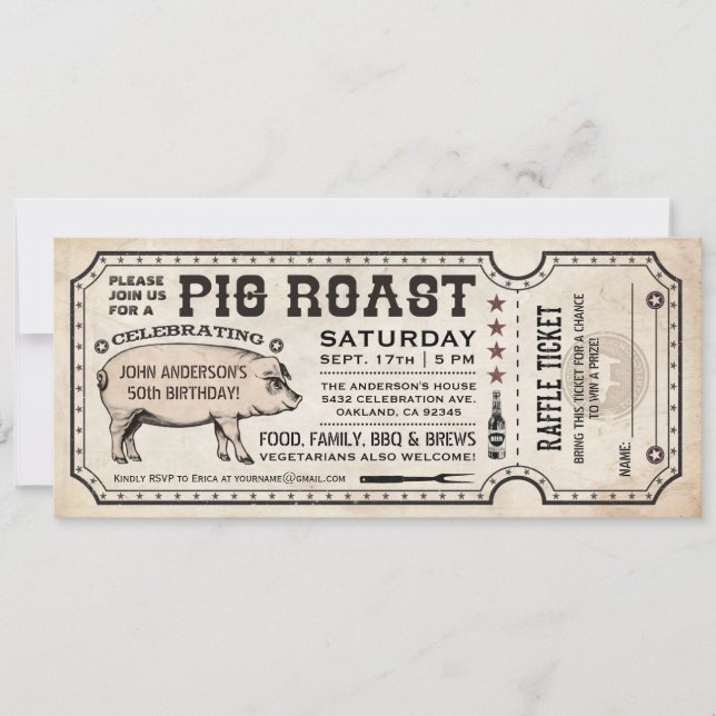 Invitations de billets rôtis de porc avec rabat de (Devant)
