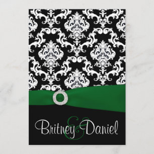 Invitations de Black and Green Mariage damassé
