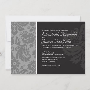 Invitations De Black And White Mariage damassé