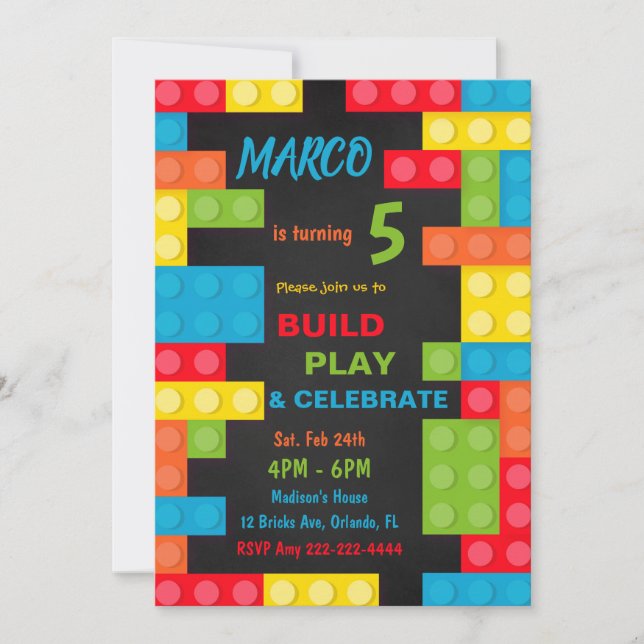 Invitations de blocs de construction, invitations  (Devant)