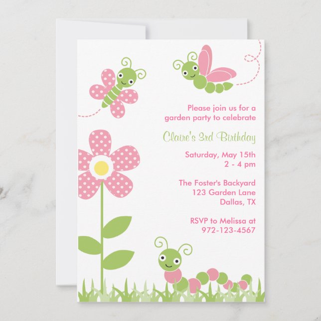 Invitations de bogues de jardin mignons (Devant)