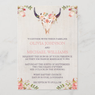 Invitations de Bohème de mariage de crâne
