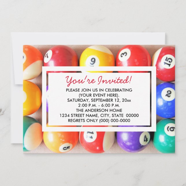 Invitations de boules de pool (Devant)