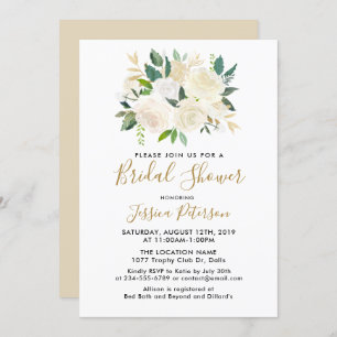 Invitations de BridalShower de fleurs blanches