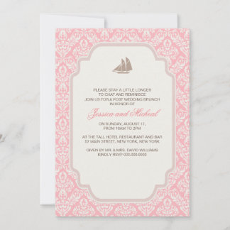 Invitations de Brunch Mariage Pink Damask