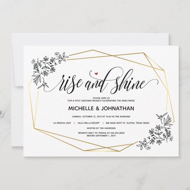 Invitations de brunch post-mariage géométrique mod (Devant)