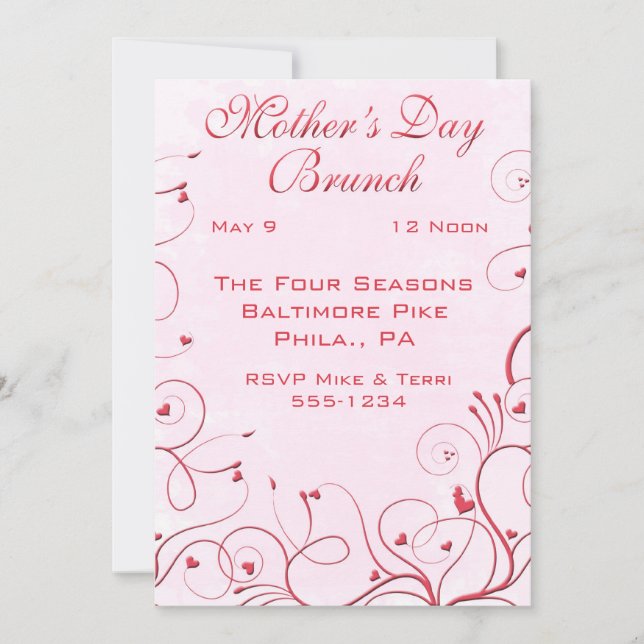 Invitations de brunch pour la fête des mères (Devant)