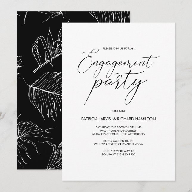 Invitations de calligraphie moderne de la partie d (Devant / Derrière)