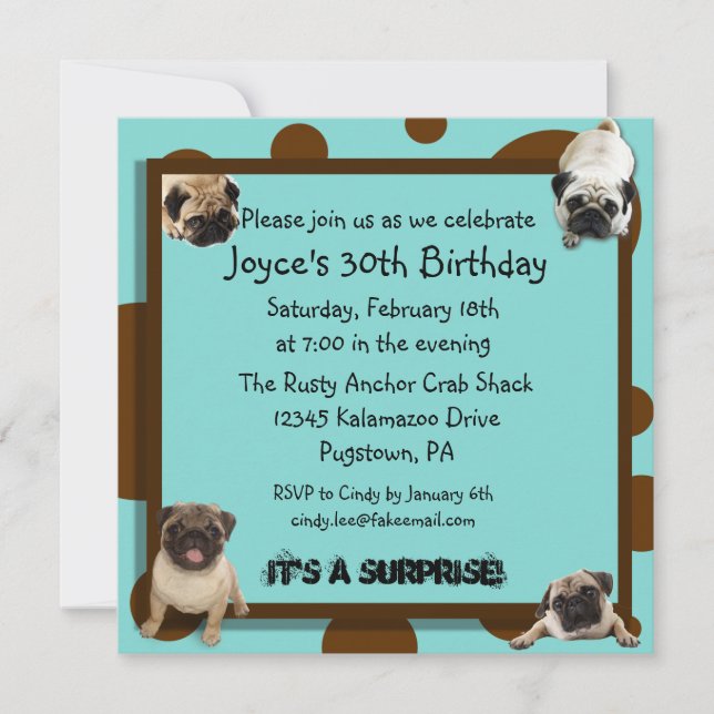Invitations de Carlins bleues et Brown (Devant)