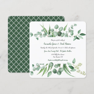 Invitations de Carrés de trame Feuilles Eucalyptus