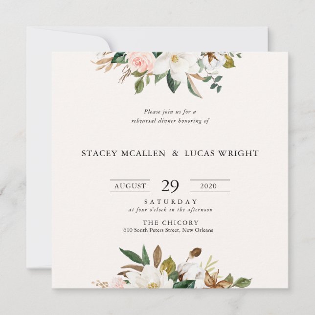 Invitations de Carrés floraux Magnolia (Devant)