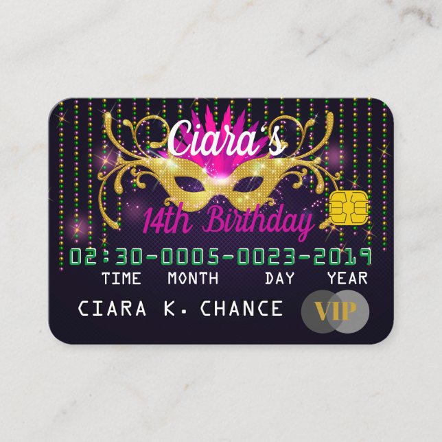 Invitations de carte de crédit VIP Masquerade Anni (Devant)