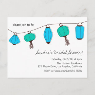 Invitations de carte postale bleue verte chinoise