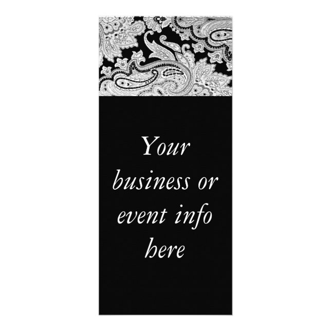Invitations de carte rack Paisley noir et blanc (Devant)