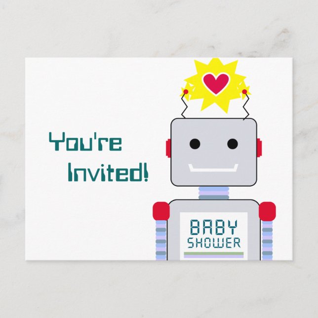 Invitations de cartes postales Baby showers roboti (Devant)